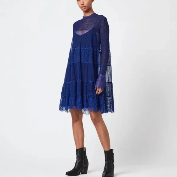 All Saints | Dresses | All Saints Royal Cobalt Blue Lace Dress Size M |  Poshmark